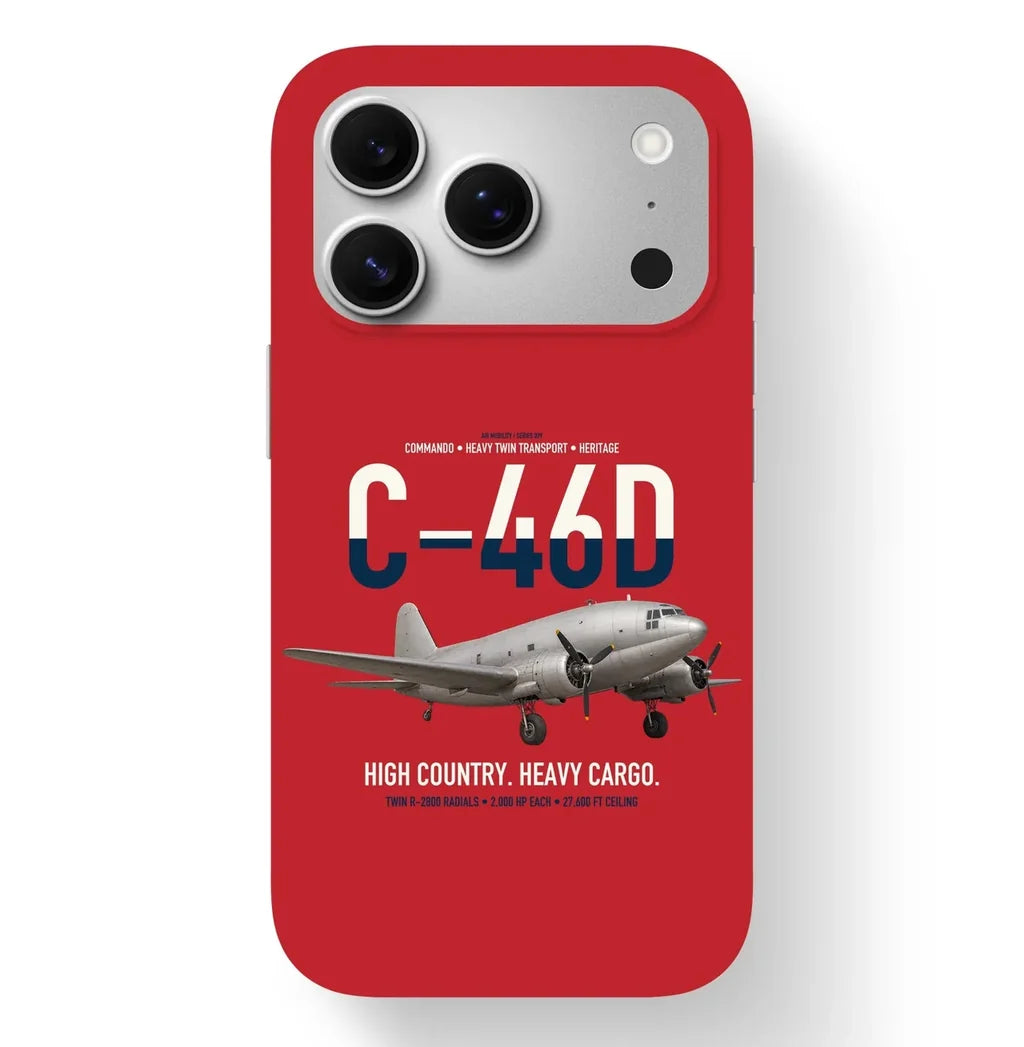 C-46D Commando design on red magsafe iphone case, for iPhone 17 Pro