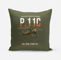 Thumbnail for PZL P.11c design on green army pillow