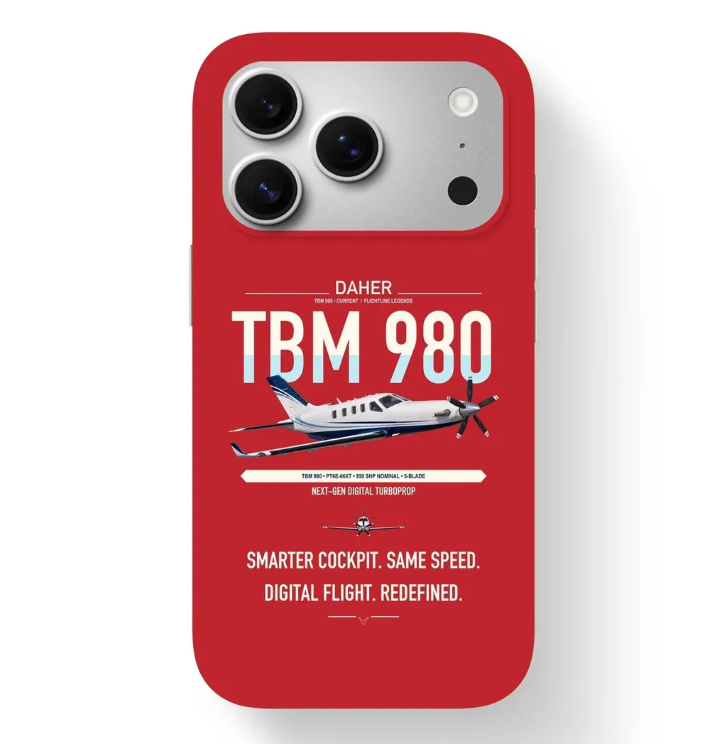 Daher TBM 980 design on red magsafe iphone case, for iPhone 17 Pro