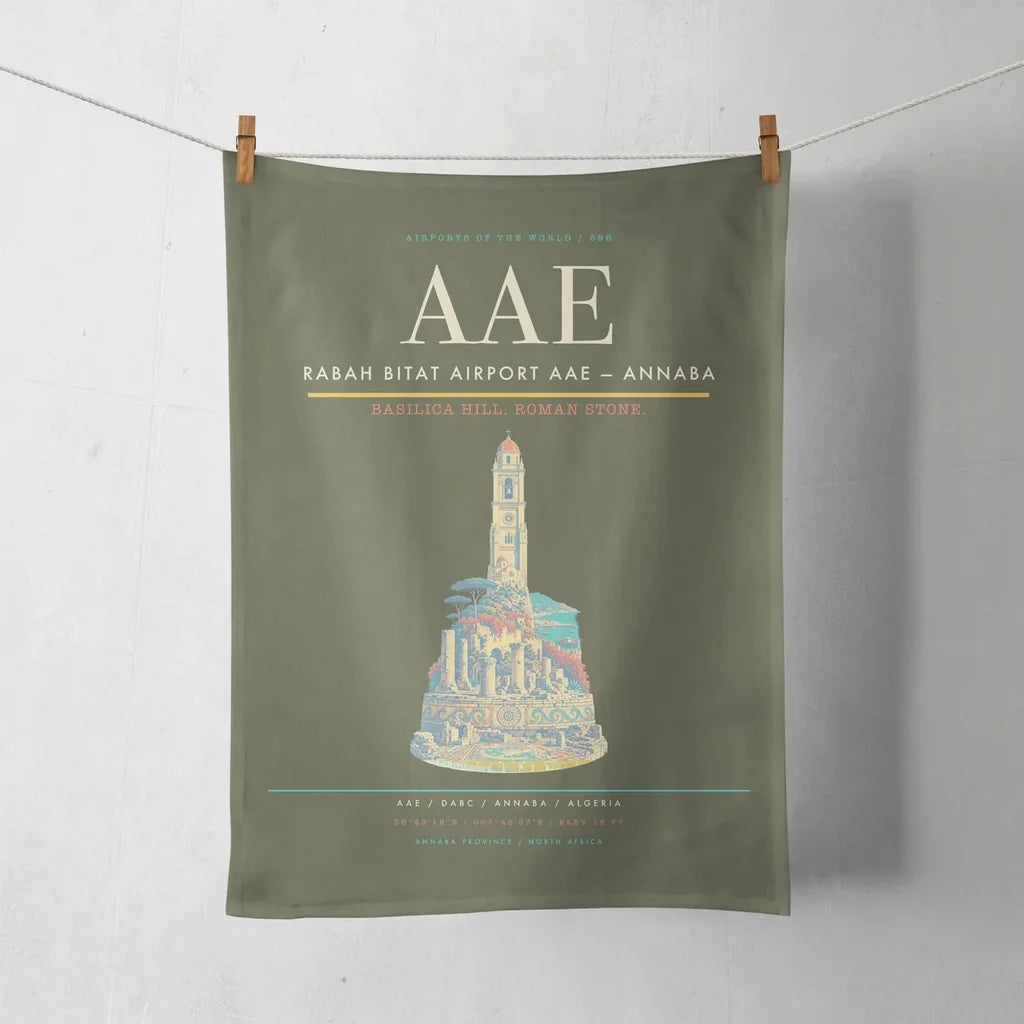Rabah Bitat Airport (AAE) design on green army towel