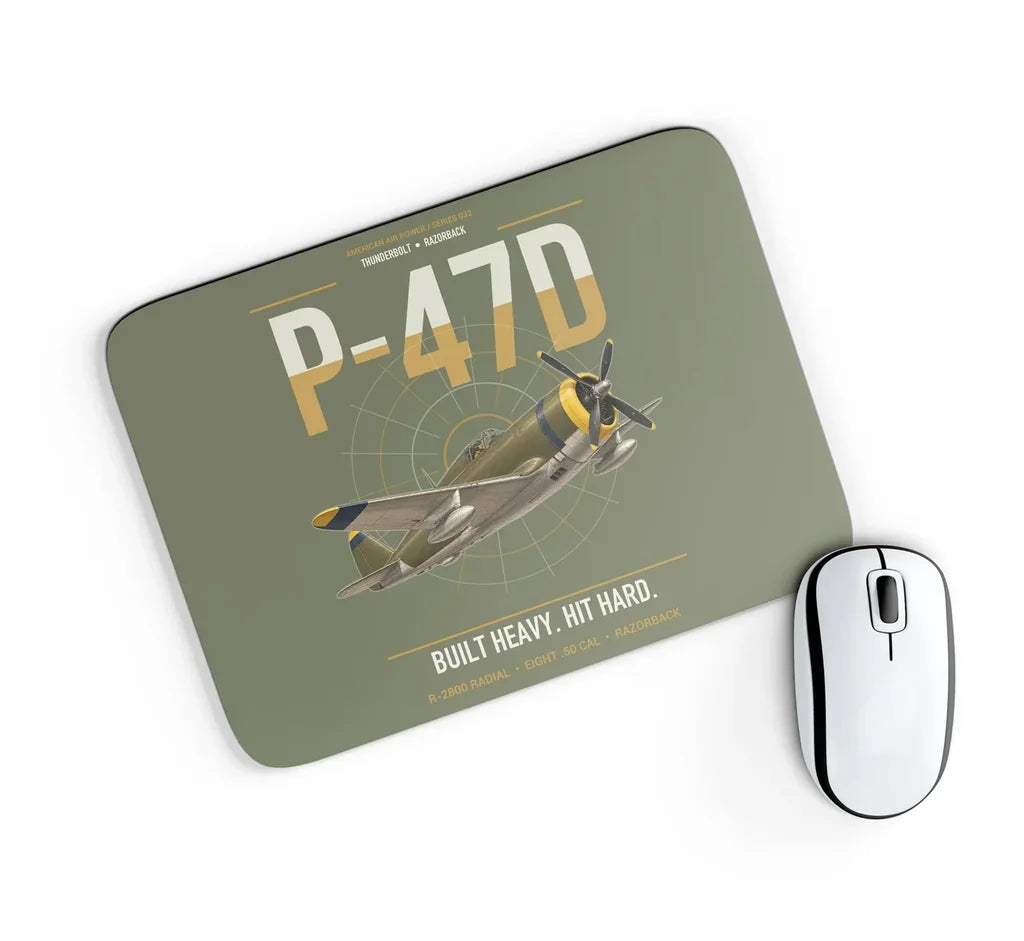 P-47D Thunderbolt Razorback design on green army rectangle mouse pad