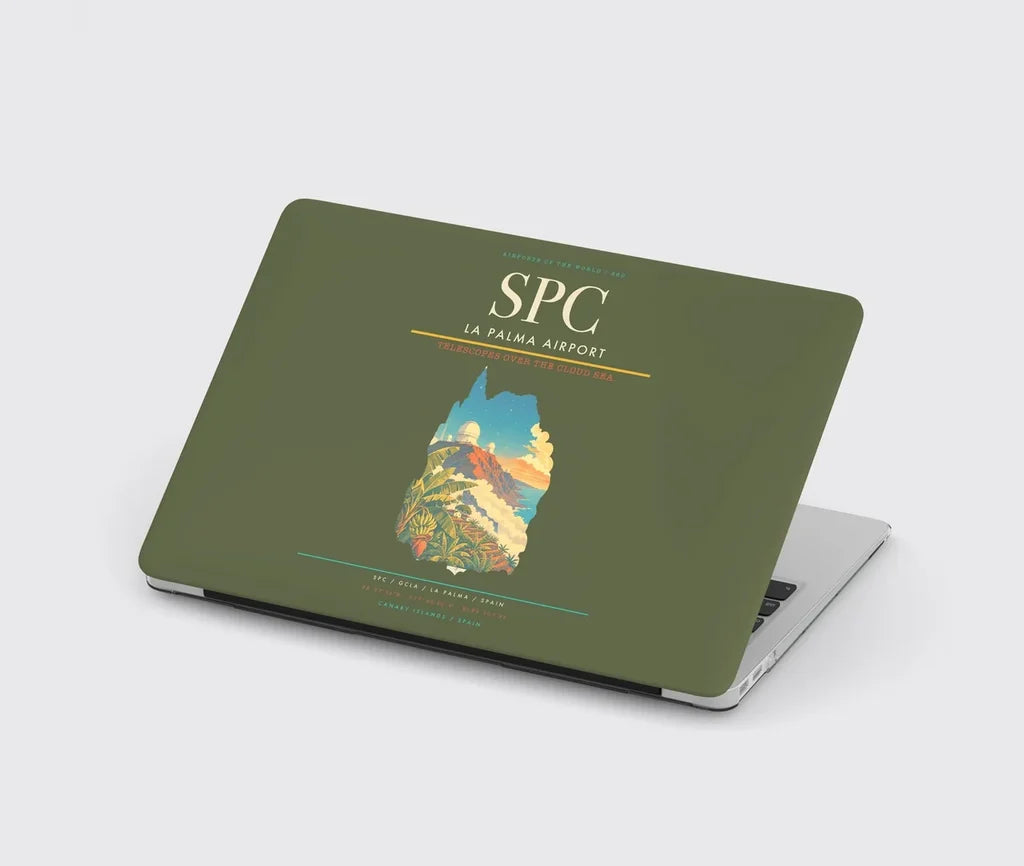 La Palma Airport (SPC) design on green army MacBook case
