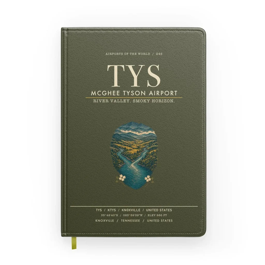McGhee Tyson Airport Knoxville (TYS) design on green army notebook