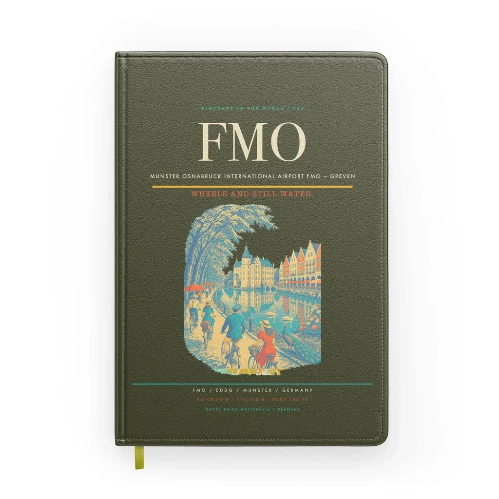 Munster Osnabruck International Airport (FMO) design on green army notebook