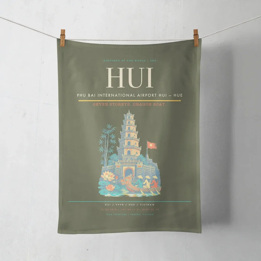 Phu Bai International Airport (HUI) design on green army towel