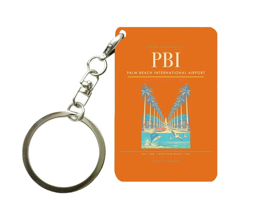 Palm Beach International Airport (PBI) design on orange key chain