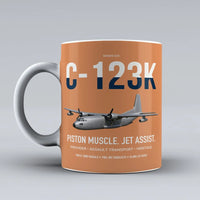 Thumbnail for C-123K Provider design on orange ceramic mug, double-side print