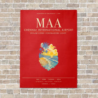 Thumbnail for Chennai International Airport MAA - Canvas Framed - Red