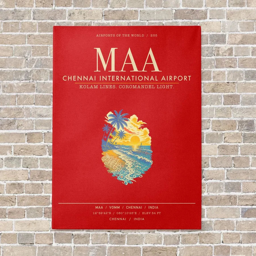 Chennai International Airport MAA - Canvas Framed - Red
