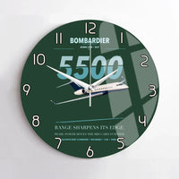 Thumbnail for Bombardier Global 5500 design on dark green no frame wall clock