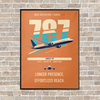 Thumbnail for Boeing 787-10 Dreamliner vertical canvas print - framed - orange background