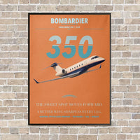 Thumbnail for Bombardier Challenger 350 vertical canvas print - framed - orange background