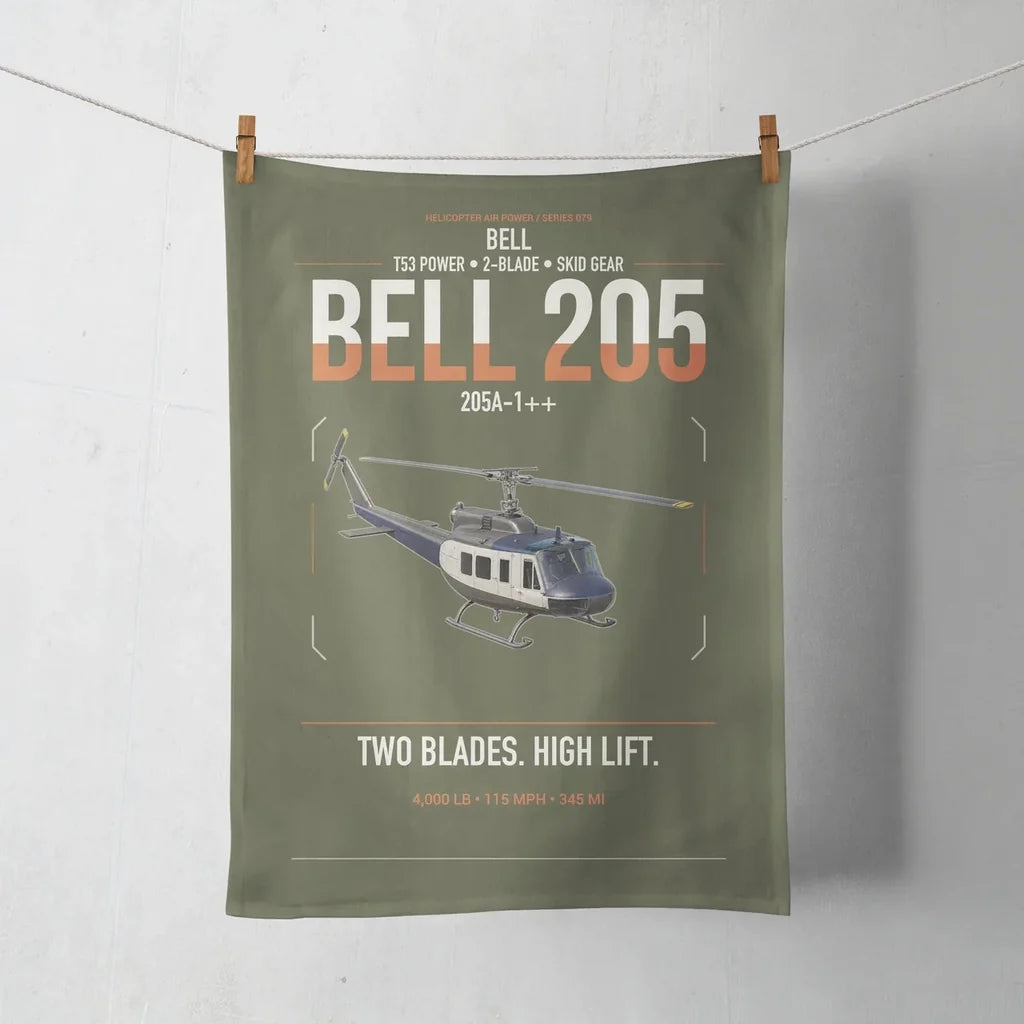 Bell 205A-1++ design on green army towel
