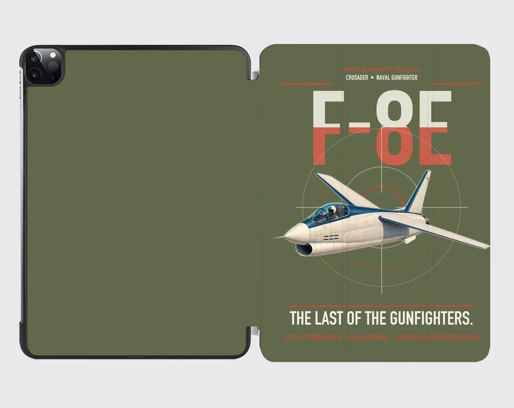 F-8E Crusader design on green army ipad tablet case