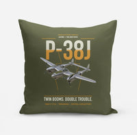 Thumbnail for P-38J Lightning design on green army pillow