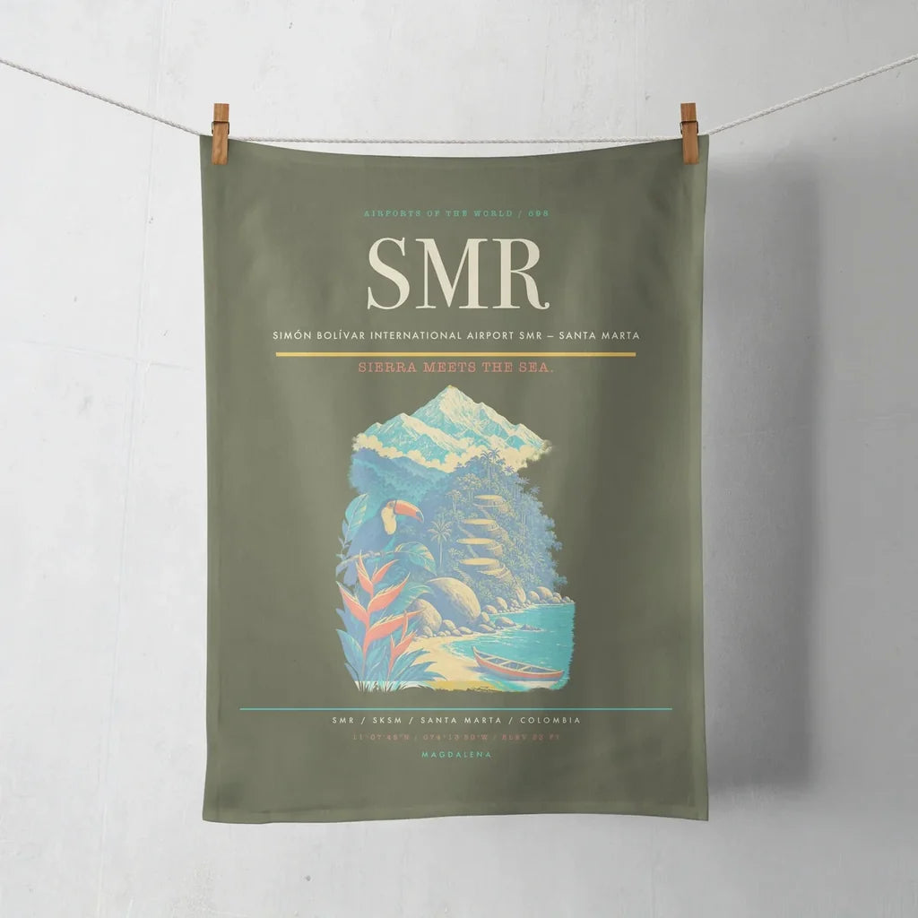 Simón Bolívar International Airport (SMR) design on green army towel