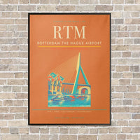 Thumbnail for Rotterdam The Hague Airport RTM vertical canvas print - framed - orange background