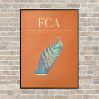 Thumbnail for Glacier Park International Airport FCA — Kalispell vertical canvas print - framed - orange background