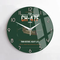 Thumbnail for Boeing CH-47F Chinook design on dark green no frame wall clock