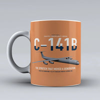 Thumbnail for C-141B Starlifter design on orange ceramic mug, double-side print