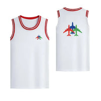 Thumbnail for Colourful 3 Airplanes Designed Basketball Style Sports Tank Tops - view 14