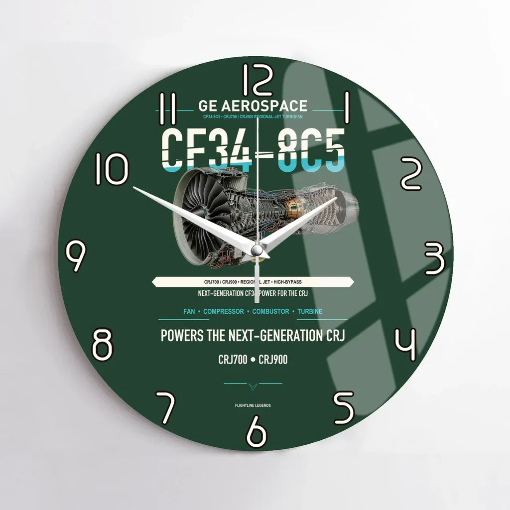 CF34-8C5 design on dark green no frame wall clock