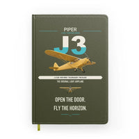 Thumbnail for Piper J-3 Cub design on green army notebook