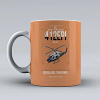 Thumbnail for Bell 412EPI design on orange ceramic mug, double-side print