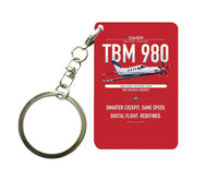 Thumbnail for Daher TBM 980 design on red designed key chain, double-side print