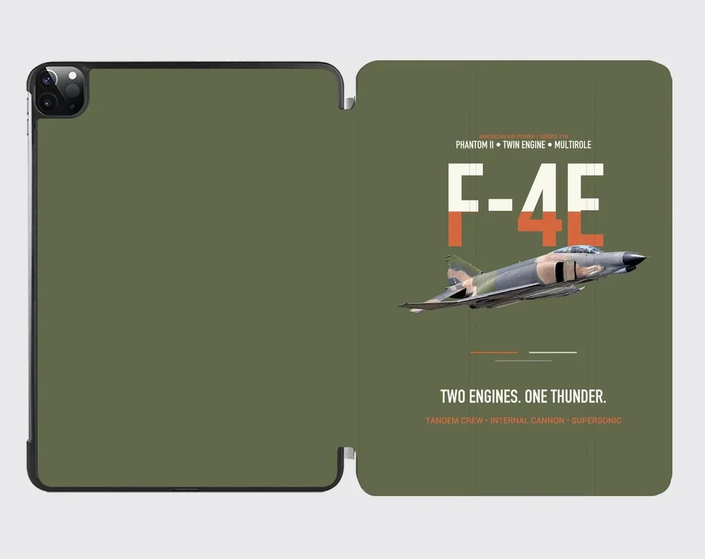 F-4E Phantom II Two Engines One Thunder design on green army ipad tablet case