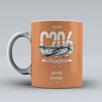 Thumbnail for Cessna 206 Stationair design on orange ceramic mug, double-side print