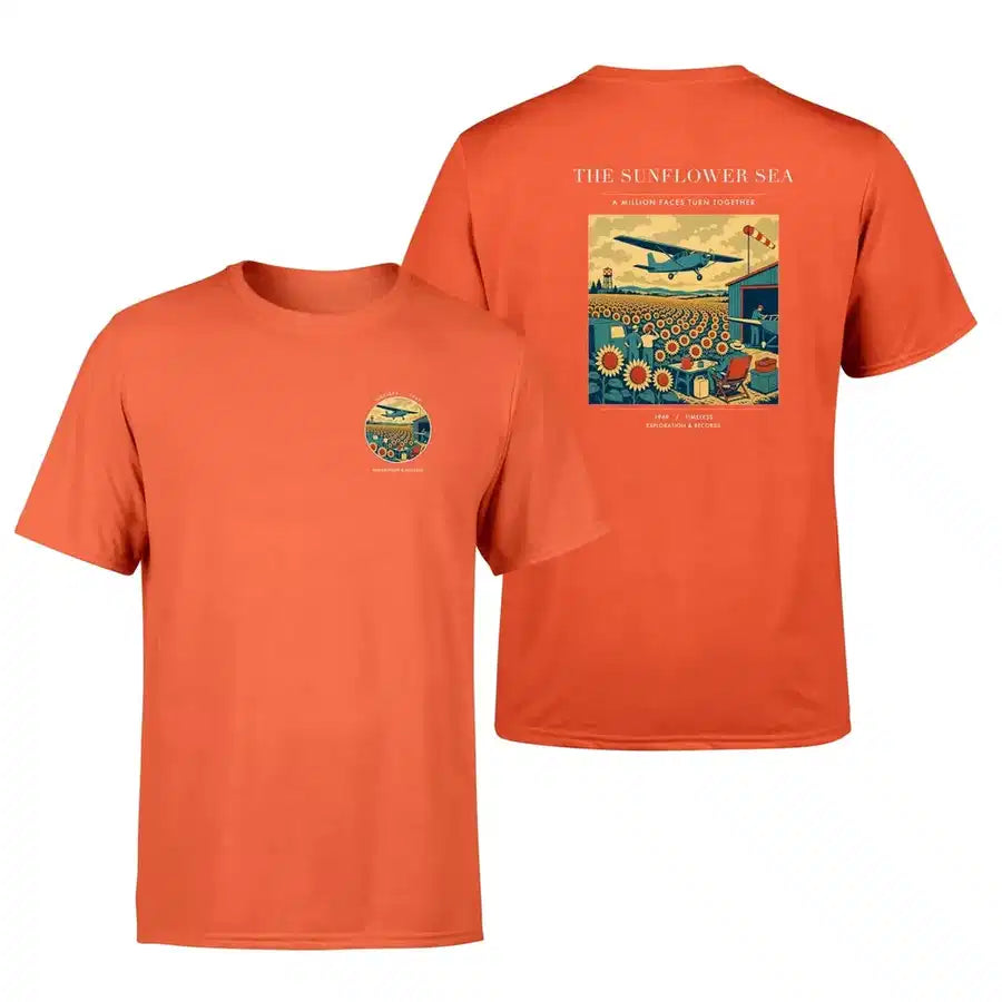 VINTAGE G4391 - The Sunflower Sea - Double-Side T-Shirt design on orange double side t shirt