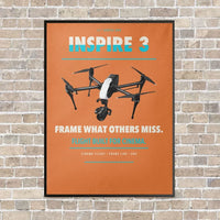 Thumbnail for DJI Inspire 3 vertical canvas print - framed - orange background