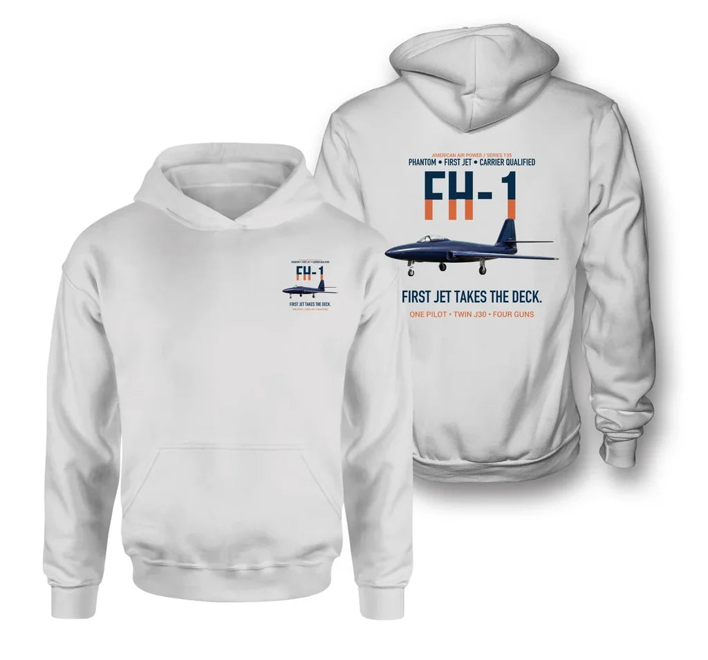 FH-1 PHANTOM design on white hoodie