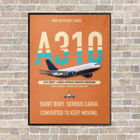 Thumbnail for Airbus A310-200P2F vertical canvas print - framed - orange background