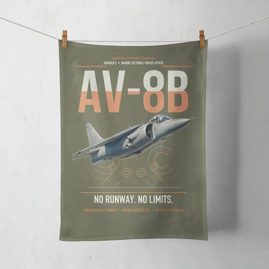 AV-8B Harrier II design on green army towel