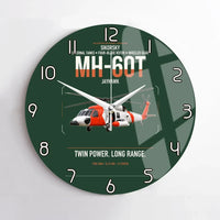 Thumbnail for Sikorsky MH-60T Jayhawk design on dark green no frame wall clock