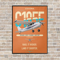 Thumbnail for Cessna A185F Skywagon vertical canvas print - framed - orange background