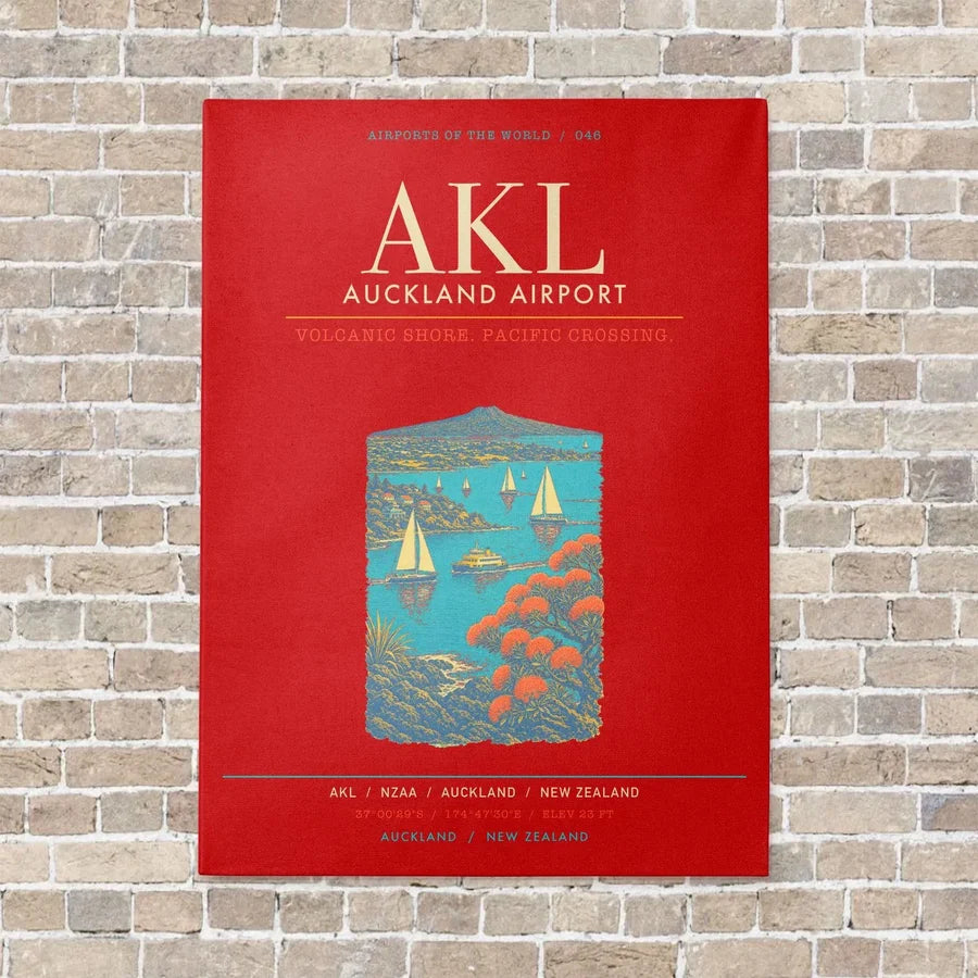 Auckland Airport AKL - Canvas Framed - Red