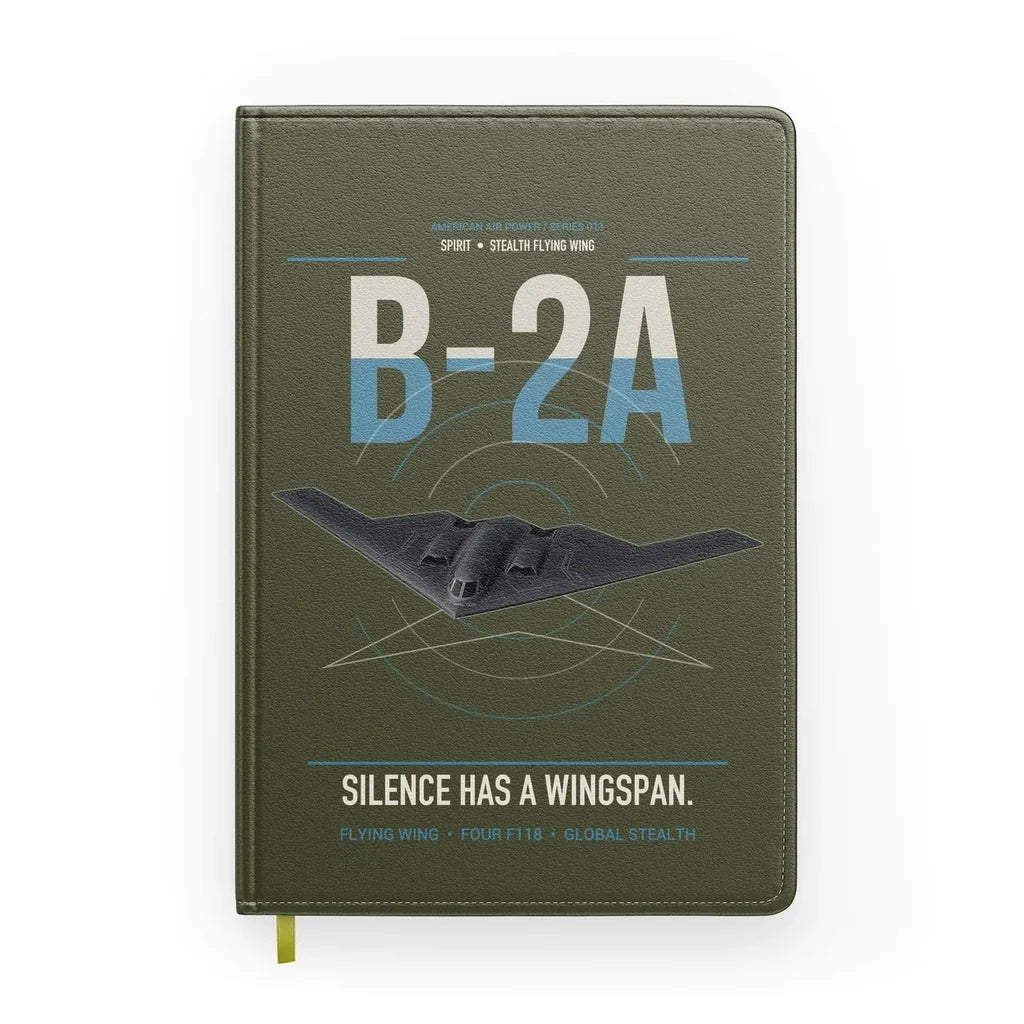 B-2A Spirit design on green army notebook