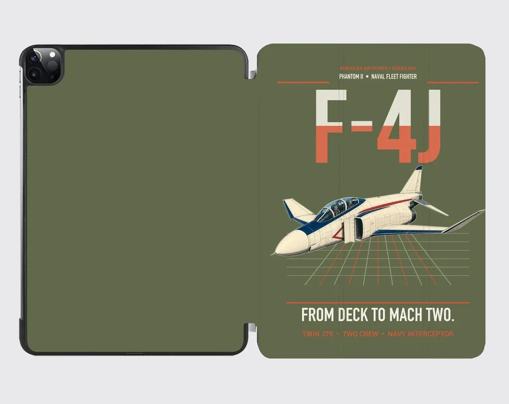 F-4J Phantom II design on green army ipad tablet case