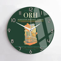Thumbnail for Worcester Regional Airport (ORH) design on dark green no frame wall clock