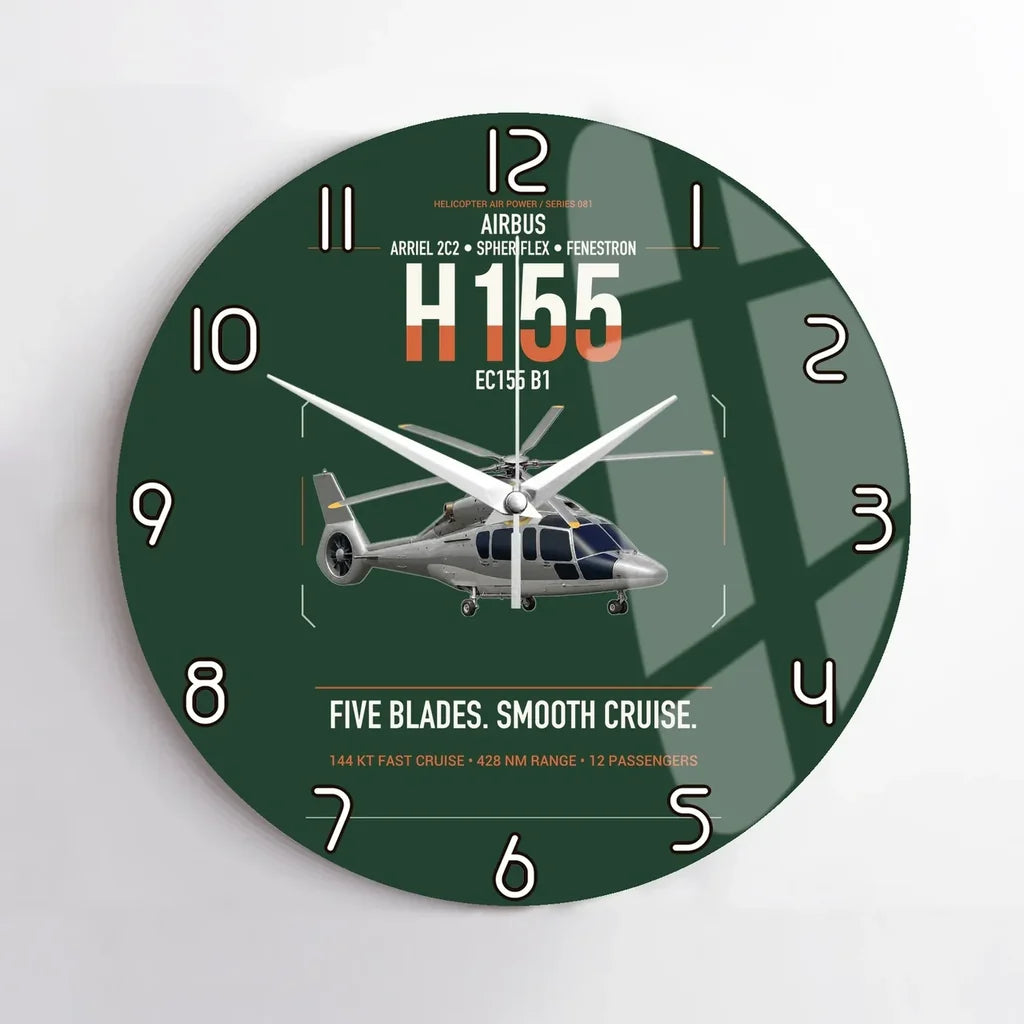Airbus H155 EC155 B1 design on dark green no frame wall clock