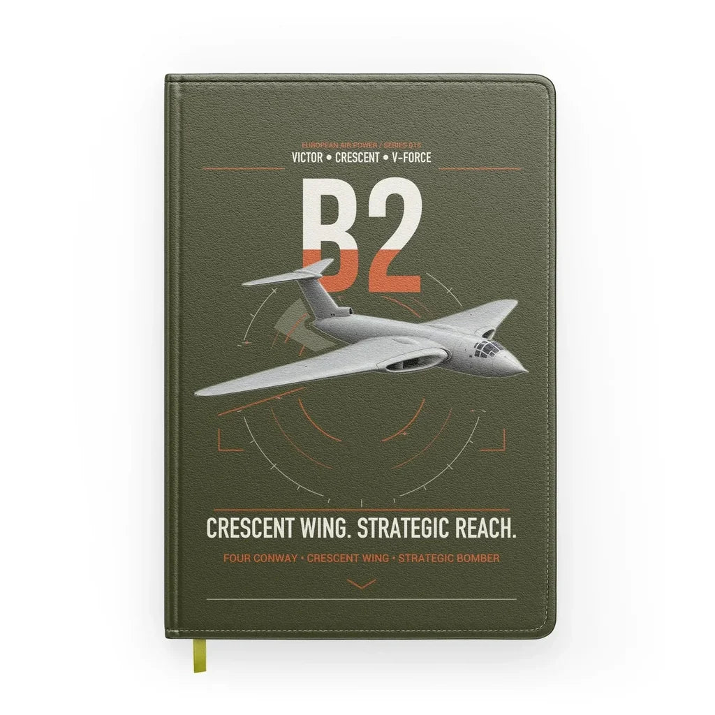 Handley Page Victor B2 design on green army notebook