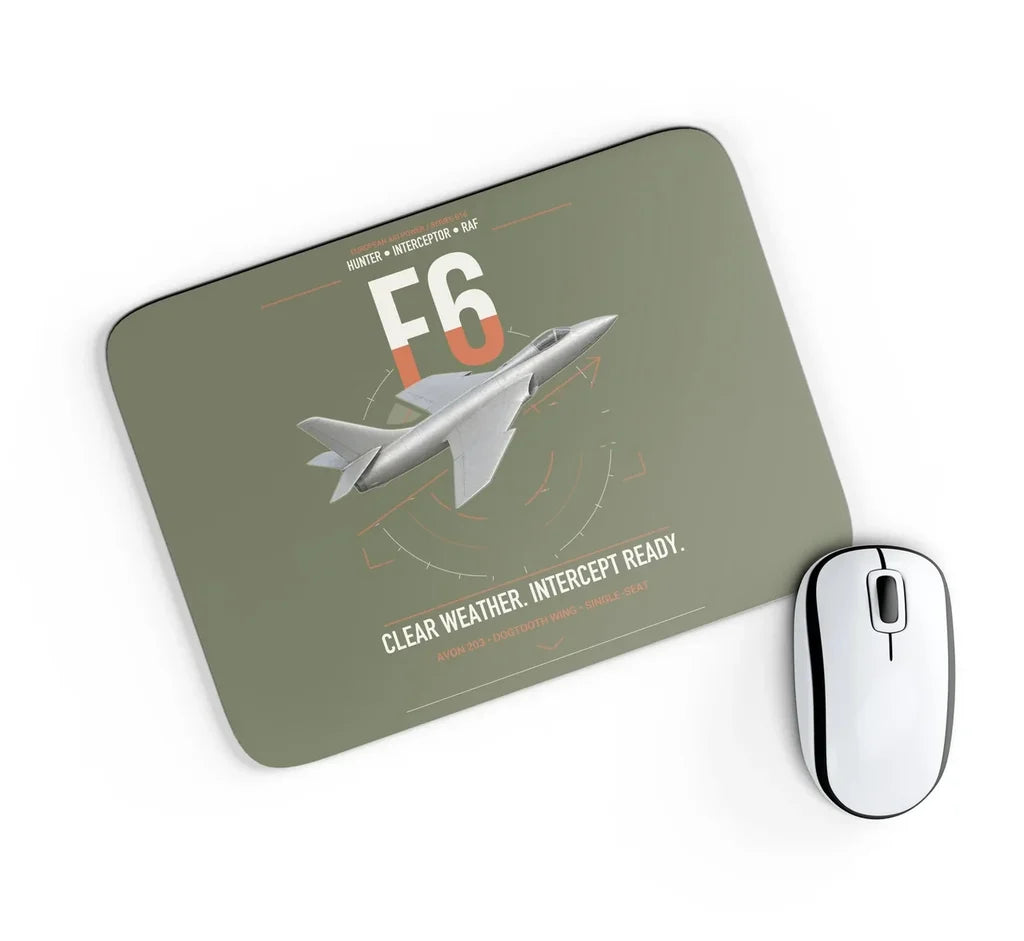 Hawker Hunter F6 design on green army rectangle mouse pad
