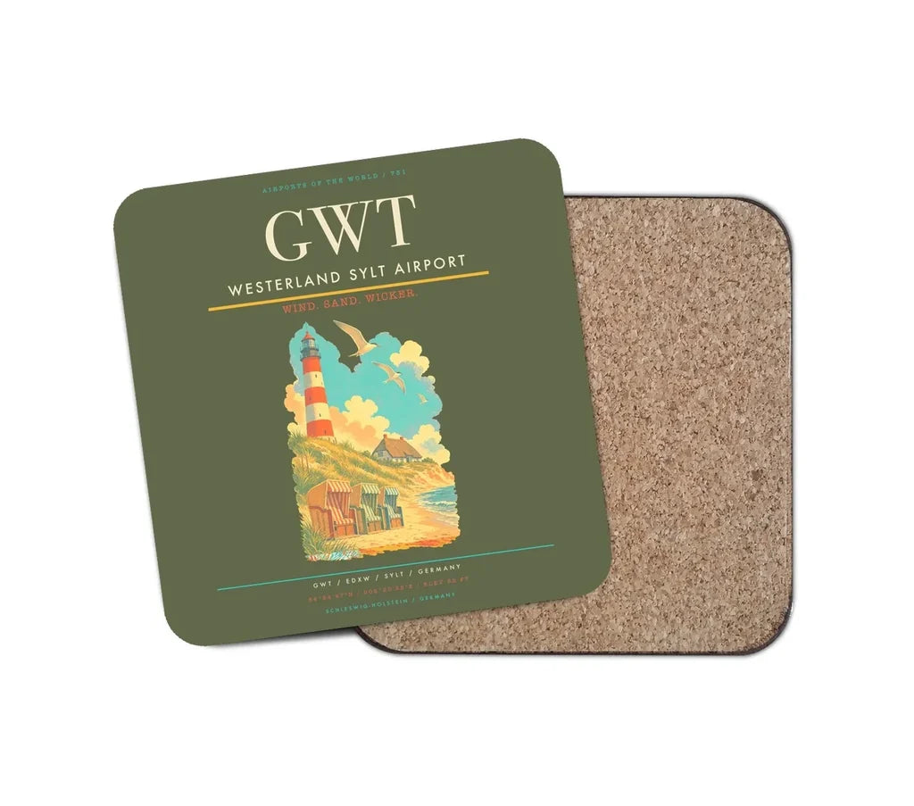 Westerland Sylt Airport (GWT) design on green army 1 piece coaster