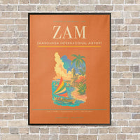Thumbnail for Zamboanga International Airport ZAM vertical canvas print - framed - orange background