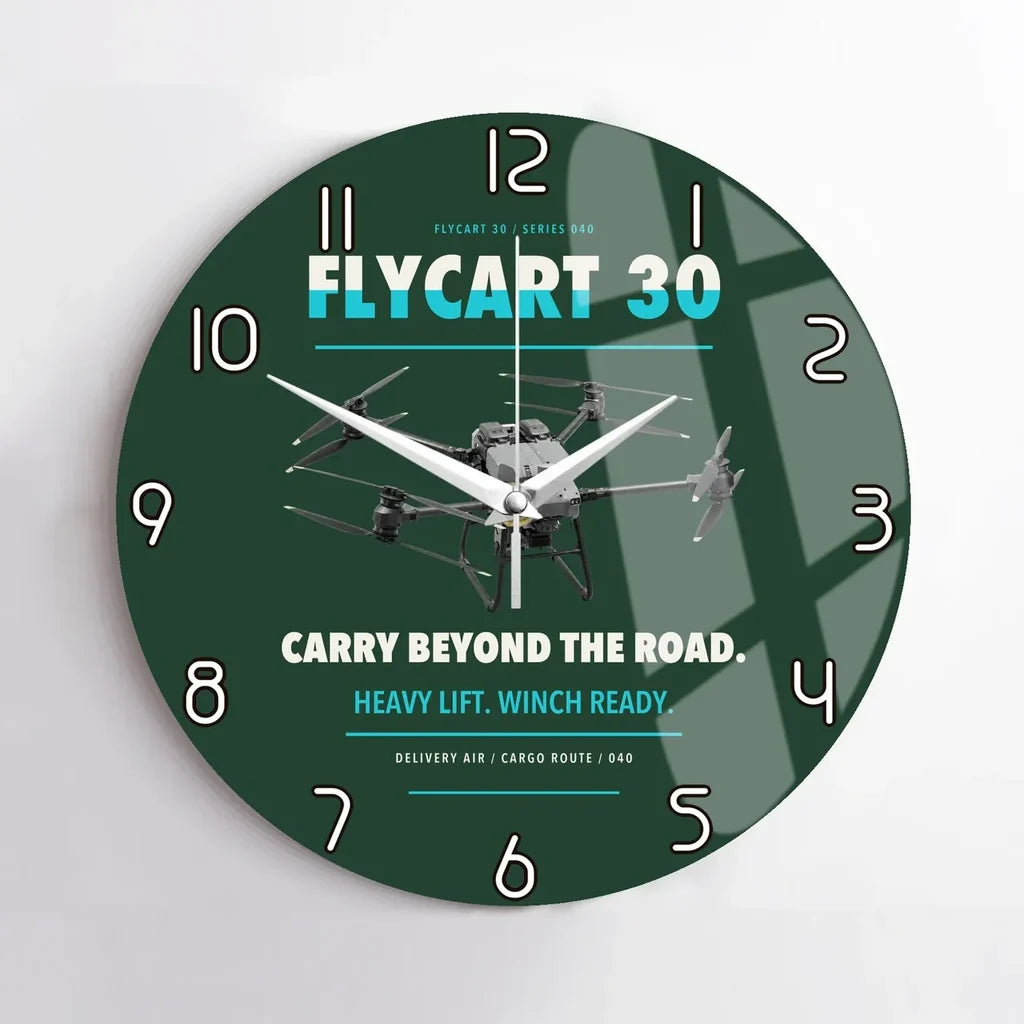 DJI FlyCart 30 design on dark green no frame wall clock