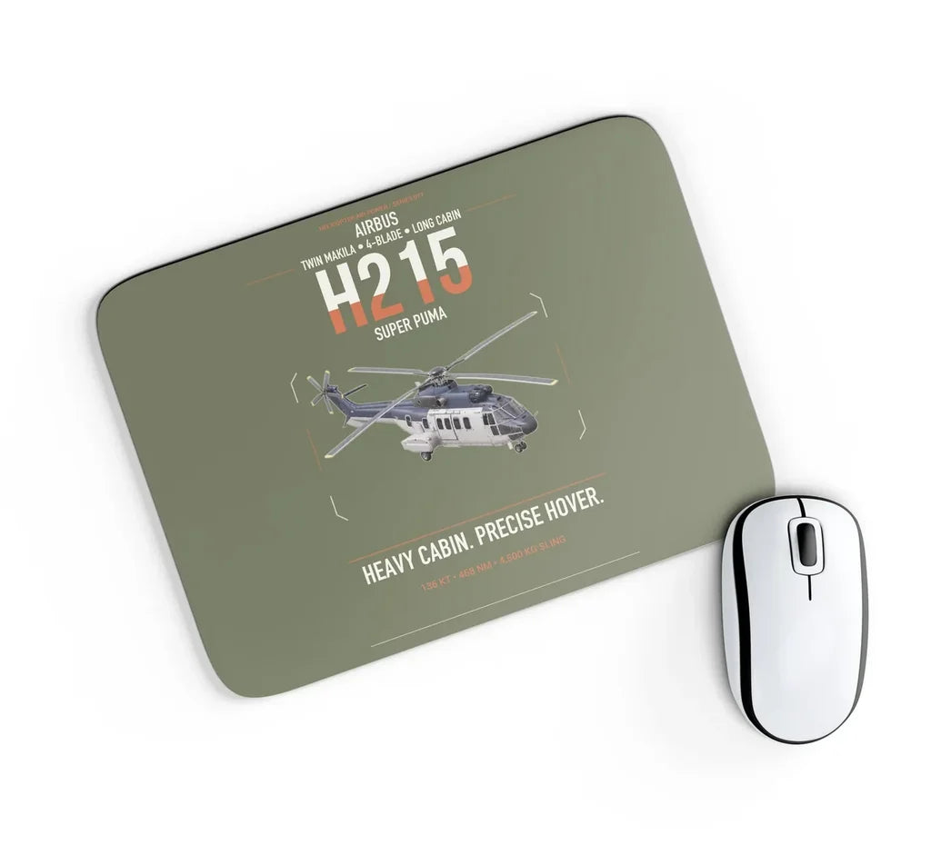 Airbus H215 design on green army rectangle mouse pad