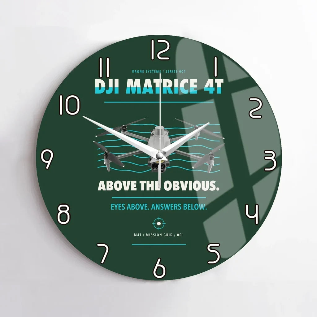 DJI Matrice 4T design on dark green no frame wall clock